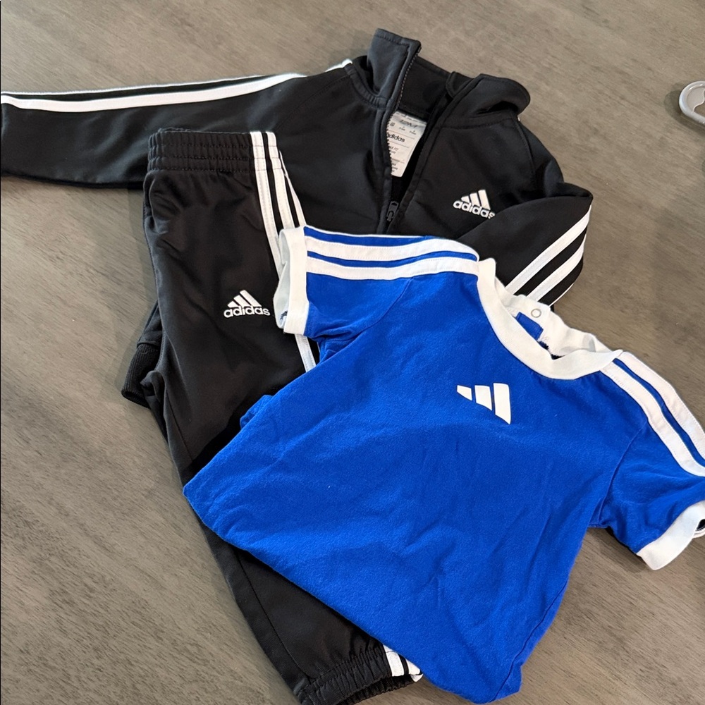 Adidas Baby Black Tracksuit with Blue Jumper